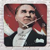 Kişiye Özel Atatürk Tasarımlı Hediye Ahşap Saat 33cm KA01-1468