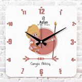 Aslan Burcuna Hediye Ahşap Saat 33cm KA01-1485