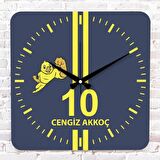 Kişiye Özel Sarı & Lacivert Kanarya Tasarımlı Ahşap Saat 33cm KA01-1545