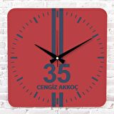 Kırmızı & Lacivert İzmirlilere Özel Ahşap Saat 33cm KA01-1587