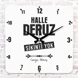 Karadenizliye Hediye Hallederuz Sikinti Yok Tasarımlı Ahşap Saat 33cm KA01-1659