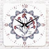Kişiye Özel Çini Desenli Hediye Ahşap Saat 33cm KA01-1693