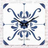 Kişiye Özel Çini Desenli Hediye Ahşap Saat 33cm KA01-1699