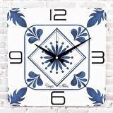 Kişiye Özel Çini Desenli Hediye Ahşap Saat 33cm KA01-1700