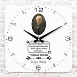 Kişiye Özel Thomas Edison Tasarımlı Hediye Ahşap Saat 33cm KA01-1729