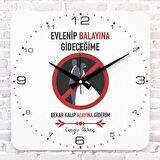 Kişiye Özel Evlenip balayına gideceğime Tasarımlı Hediye Ahşap Saat 33cm KA01-1731