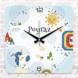 Kişiye Özel Çocuk Odası Hediyesi Ahşap Saat 33cm KA01-1847