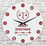 Adalet Öğretmenine Hediye Ahşap Saat 33cm  KA02-1002