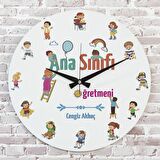 Ana Sınıfı Öğretmenine Hediye Ahşap Saat 33cm  KA02-1003