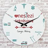 Anestezi Teknikerine Hediye Ahşap Saat 33cm  KA02-1004