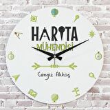 Harita Mühendisine Hediye Ahşap Saat 33cm  KA02-1020
