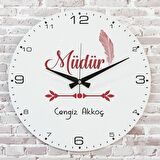 Müdüre Hediye Ahşap Saat 33cm  KA02-1030