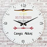 Almanca Öğretmenine Hediye Ahşap Saat 33cm  KA02-1032