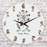 Ana Okulu Öğretmenine Hediye Ahşap Saat 33cm  KA02-1034