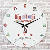 Biyoloji Öğretmenine Hediye Ahşap Saat 33cm  KA02-1036