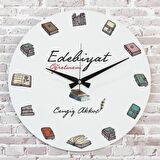 Edebiyat Öğretmenine Hediye Ahşap Saat 33cm  KA02-1039