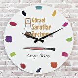 Görsel Sanatlar Öğretmenine Hediye Ahşap Saat 33cm  KA02-1046