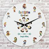 Özel Eğitim Öğretmenine Hediye Ahşap Saat 33cm  KA02-1053