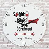 Sağlık Bilgisi Öğretmenine Hediye Ahşap Saat 33cm  KA02-1056