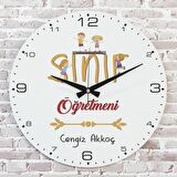 Sınıf Öğretmenine Hediye Ahşap Saat 33cm  KA02-1058