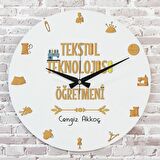 Tekstil Teknolojisi Öğretmenine Hediye Ahşap Saat 33cm  KA02-1061