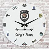 Polise Hediye Ahşap Saat 33cm  KA02-1071