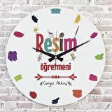 Resim Öğretmenine Hediye Ahşap Saat 33cm  KA02-1083