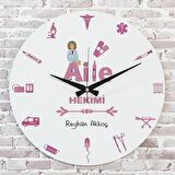 Aile Hekimine Hediye Ahşap Saat 33cm  KA02-1089