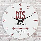 Diş Hekimine Hediye Ahşap Saat 33cm  KA02-1119