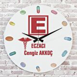 Eczacıya Hediye Ahşap Saat 33cm  KA02-1129