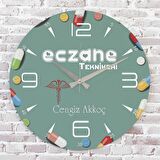 Eczane Teknikerine Hediye Ahşap Saat 33cm  KA02-1131