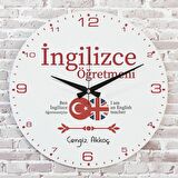 İngilizce Öğretmenine Hediye Ahşap Saat 33cm  KA02-1167