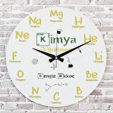 Kimya Öğretmenine Hediye Ahşap Saat 33cm  KA02-1179