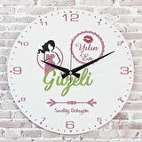 Kişiye Özel Yılın En Güzeli Hediye Ahşap Saat 33cm  KA02-1189