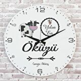 Kişiye Özel Yılın En Öküzü Hediye Ahşap Saat 33cm  KA02-1192