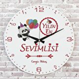 Kişiye Özel Yılın En Sevimlisi Hediye Ahşap Saat 33cm  KA02-1194