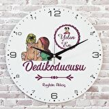 Kişiye Özel Yılın En Dedikoducusu Hediye Ahşap Saat 33cm  KA02-1200