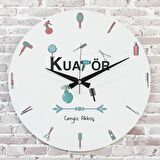 Kuaföre Hediye Ahşap Saat 33cm  KA02-1204