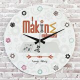 Makine Mühendisine Hediye Ahşap Saat 33cm  KA02-1215