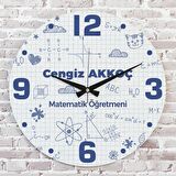 Matematik Öğretmenine Hediye Ahşap Saat 33cm  KA02-1219