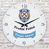 Trafik Polisine Hediye Ahşap Saat 33cm  KA02-1255