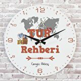 Tur Rehberine Hediye Ahşap Saat 33cm  KA02-1256