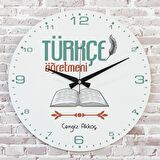 Türkçe Öğretmenine Hediye Ahşap Saat 33cm  KA02-1257