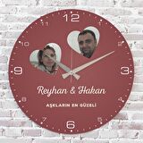 Sevgililer Günü Hediyesi Ahşap Saat 33cm  KA02-1307