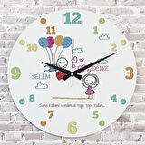 Sevgililer Günü Hediyesi Ahşap Saat 33cm  KA02-1314