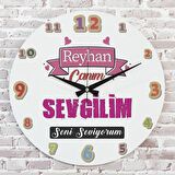 Sevgililer Günü Hediyesi Ahşap Saat 33cm  KA02-1315