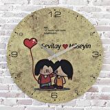 Sevgililer Günü Hediyesi Ahşap Saat 33cm  KA02-1319