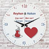 Sevgililer Günü Hediyesi Ahşap Saat 33cm  KA02-1331