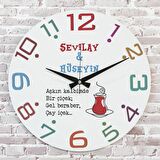 Sevgililer Günü Hediyesi Ahşap Saat 33cm  KA02-1333