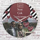 Sevgililer Günü Hediyesi Ahşap Saat 33cm  KA02-1357